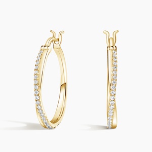 14K Yellow Gold Twisted Hoop Diamond Earrings | Calypso | Brilliant Earth