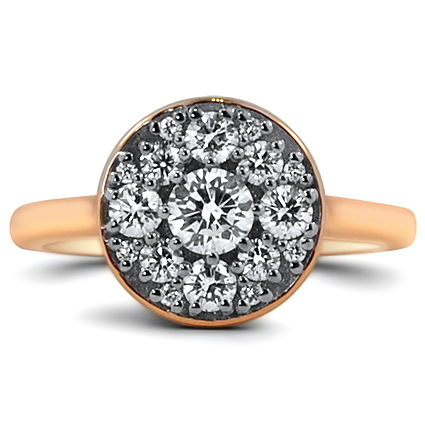 Custom Rose Gold Diamond Cluster Ring