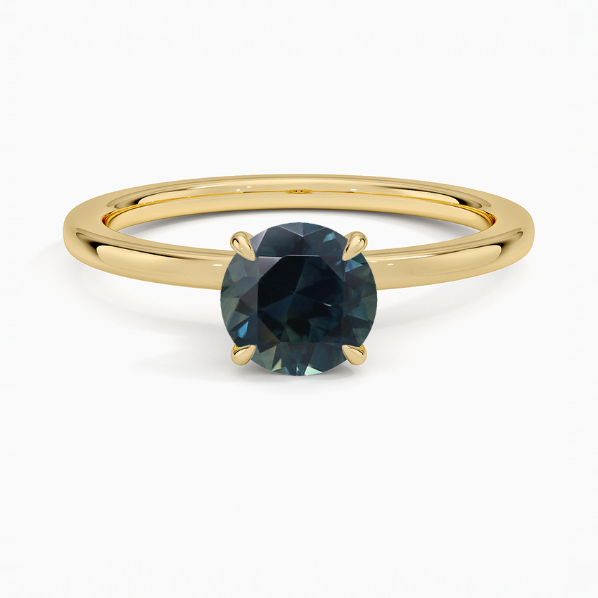 Sapphire Secret Halo Diamond Ring in 18K Yellow Gold