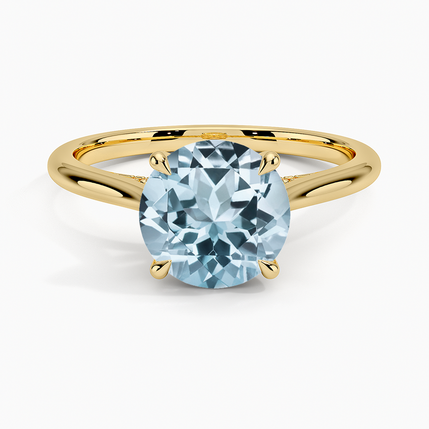 Aquamarine Dawn Diamond Ring in 18K Yellow Gold