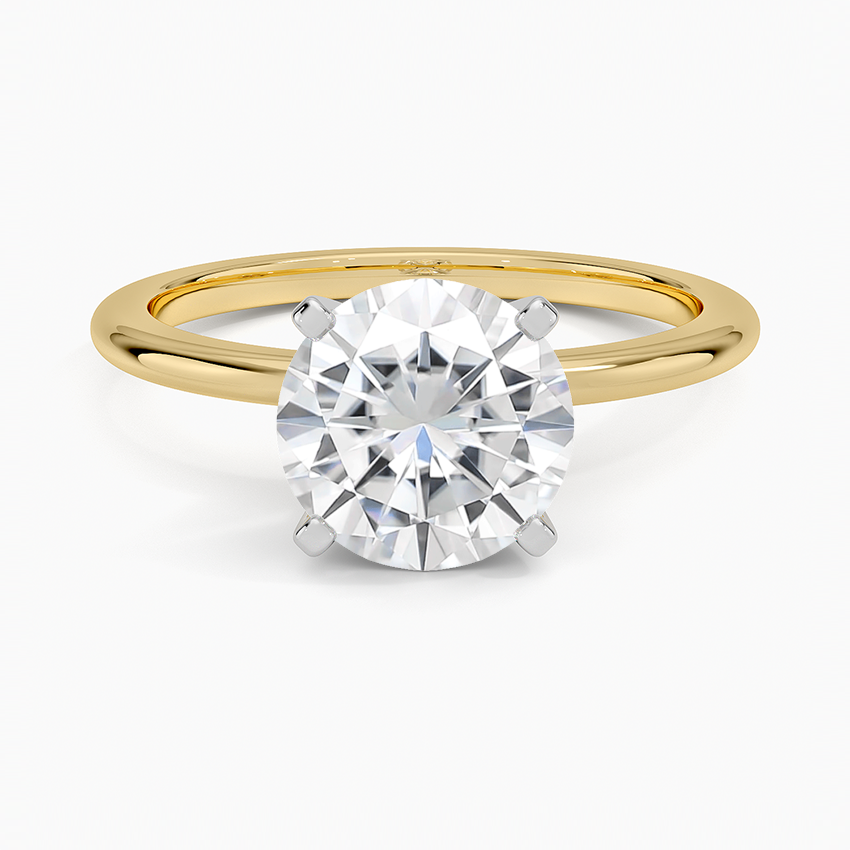 Moissanite 1.5mm Four-Prong Comfort Fit Ring in 18K Yellow Gold