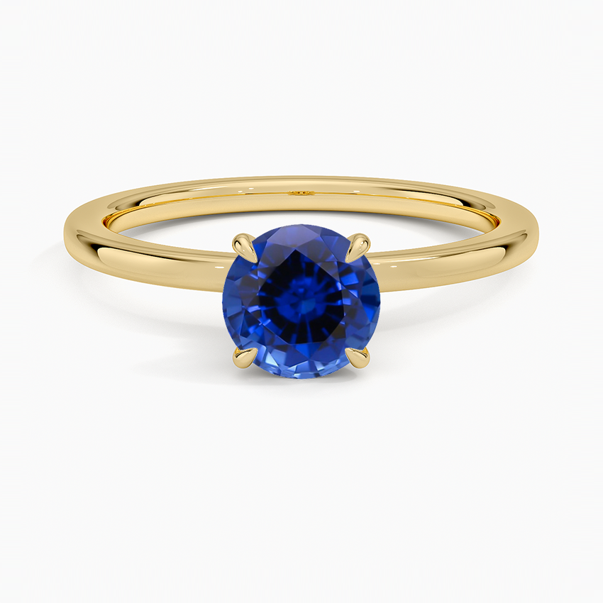 Sapphire Secret Halo Diamond Ring in 18K Yellow Gold