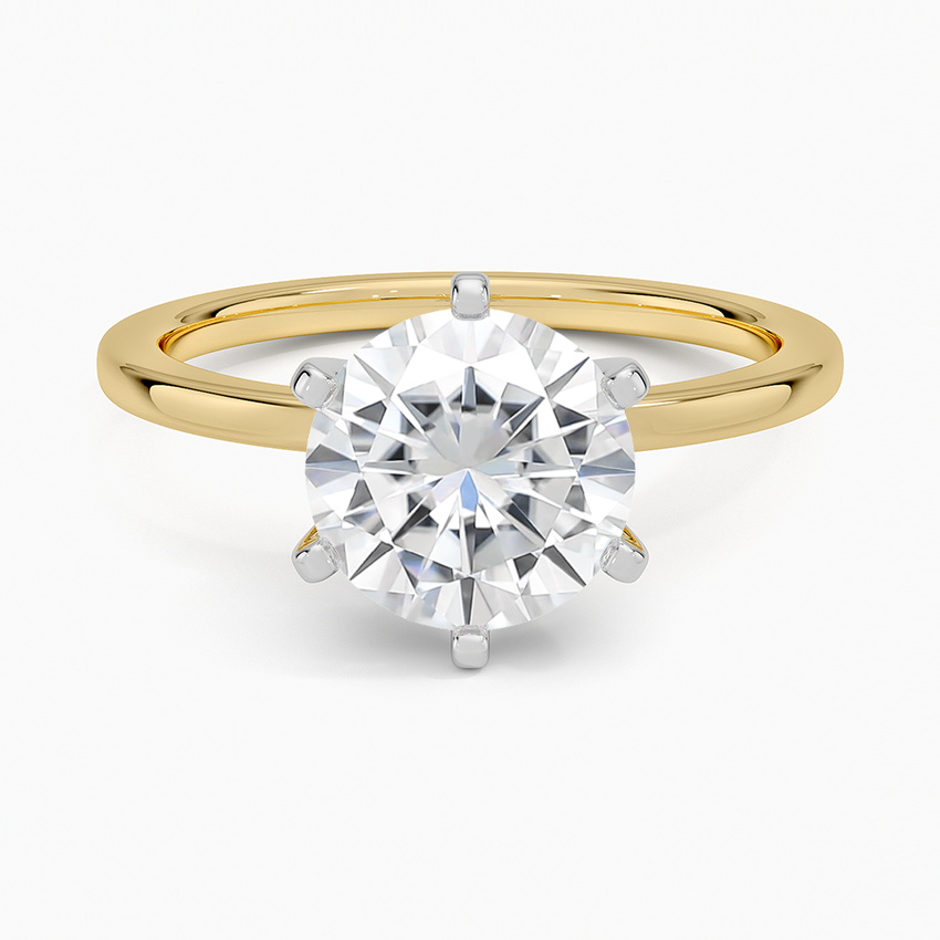 Moissanite 1.5mm Comfort Fit Six-Prong Solitaire Ring in 18K Yellow Gold