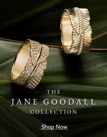 Gold diamond rings from the Jane Goodall Collection.