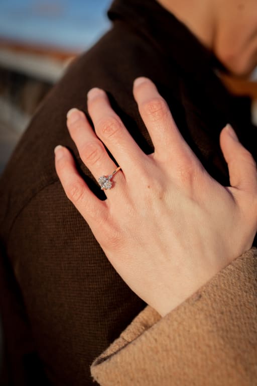 Oval diamond ring on hand