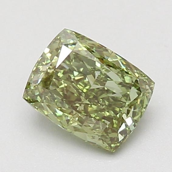 1.10 Ct. Fancy Vivid Green Cushion Lab Grown Diamond