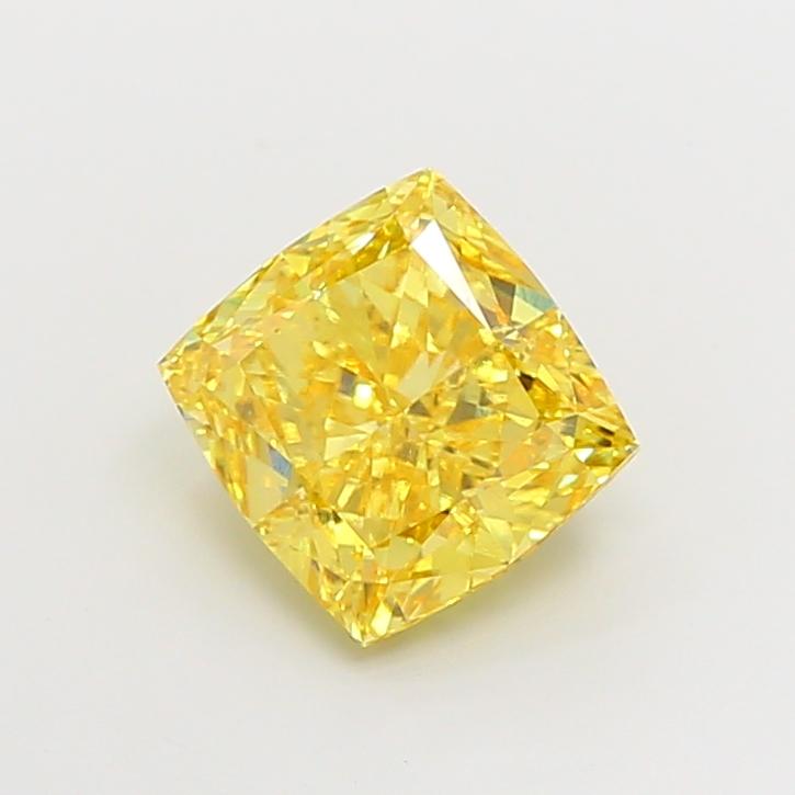 4.08 Ct. Fancy Vivid Yellow Cushion Lab Grown Diamond
