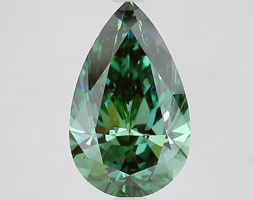 3.07 Ct. Fancy Vivid Green Pear Lab Grown Diamond