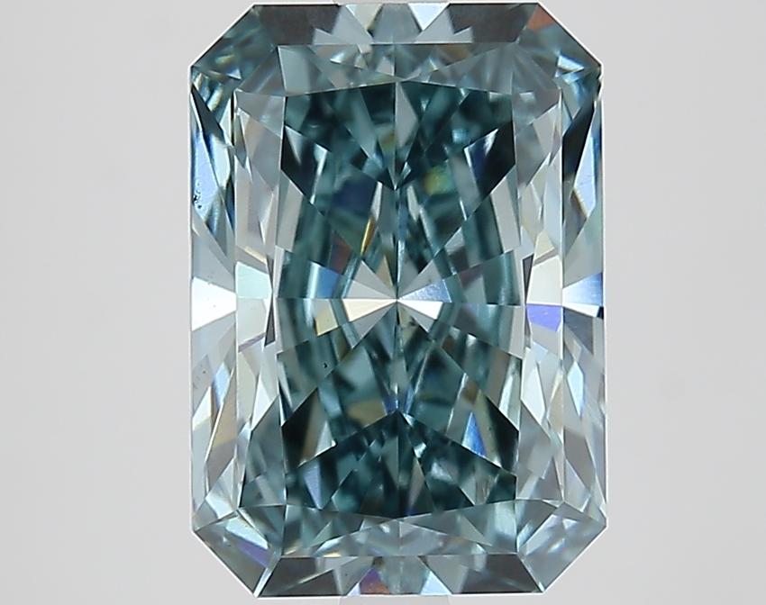 4.02 Ct. Fancy Intense Greenish Blue Radiant Lab Grown Diamond