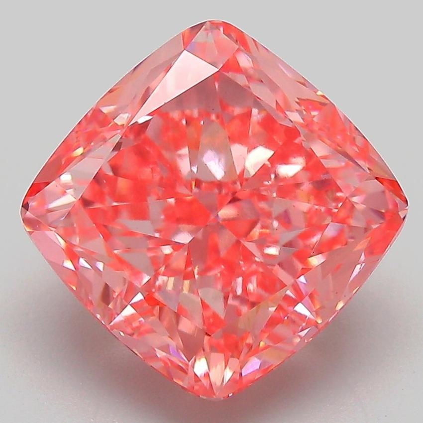 6.19 Ct. Fancy Vivid Pink Cushion Lab Grown Diamond