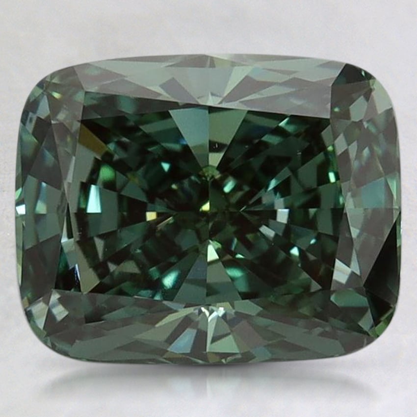 2.99 Ct. Fancy Vivid Pacific Green Cushion Lab Grown Diamond