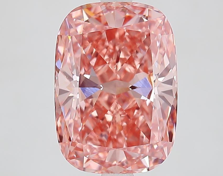 4.10 Ct. Fancy Vivid Brownish Pink Cushion Lab Grown Diamond