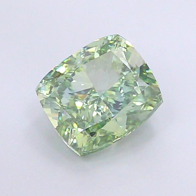 3.03 Ct. Fancy Vivid  Green Cushion Lab Grown Diamond