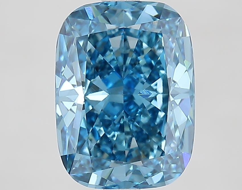 3.33 Ct. Fancy Vivid Blue Cushion Lab Grown Diamond
