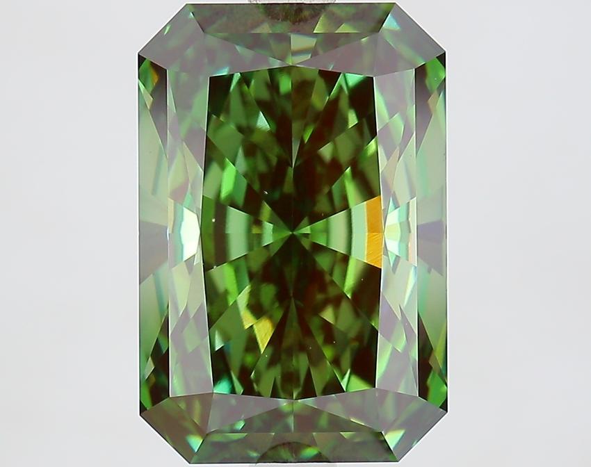 3.91 Ct. Fancy Vivid Green Radiant Lab Grown Diamond