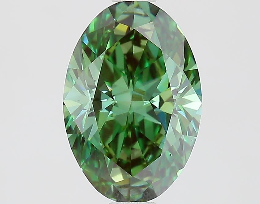 1.50 Ct. Fancy Vivid Green Oval Lab Grown Diamond
