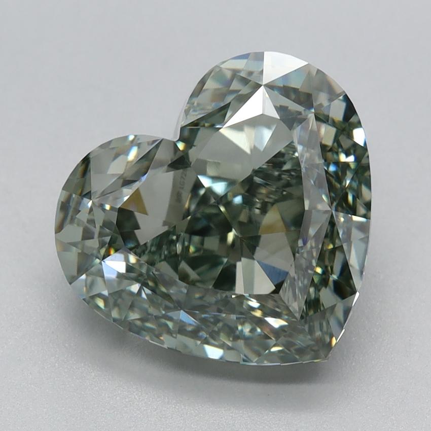 3.57 Ct. Fancy Intense Green Heart Lab Grown Diamond