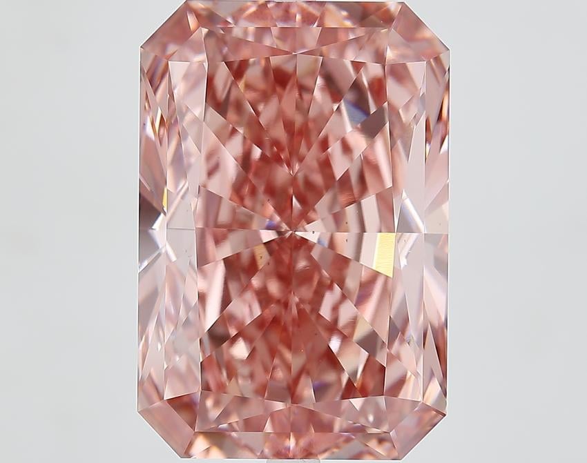 15.25 Ct. Fancy Vivid Brownish Pink Radiant Lab Grown Diamond