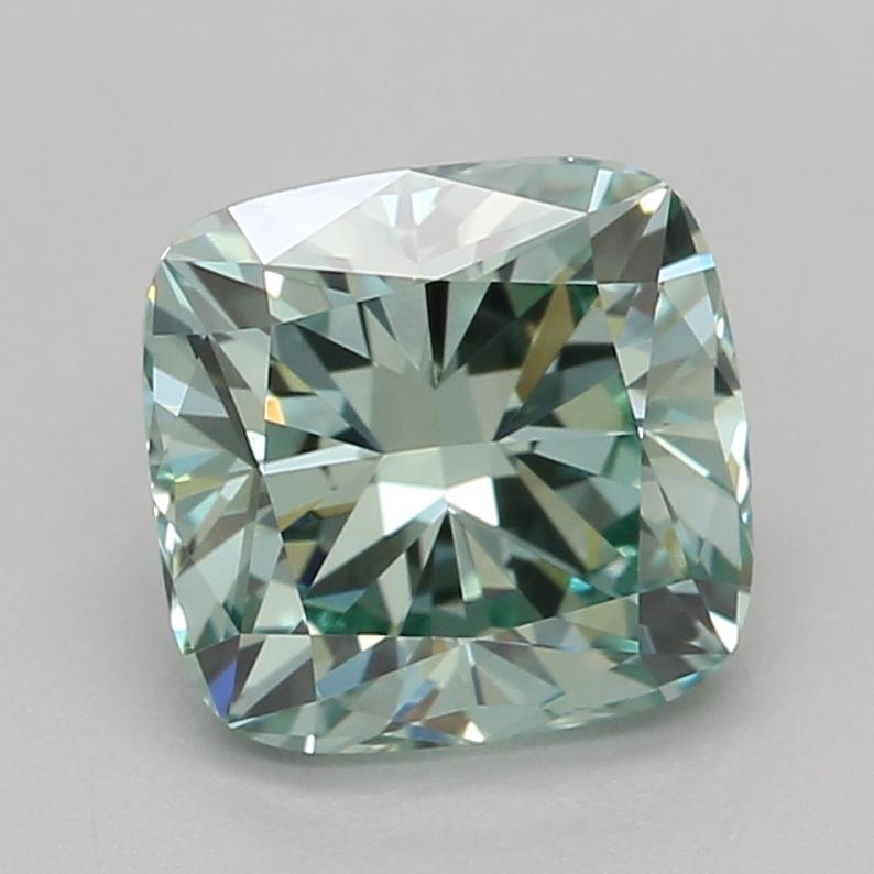 1.06 Ct. Fancy Vivid Green Cushion Lab Grown Diamond