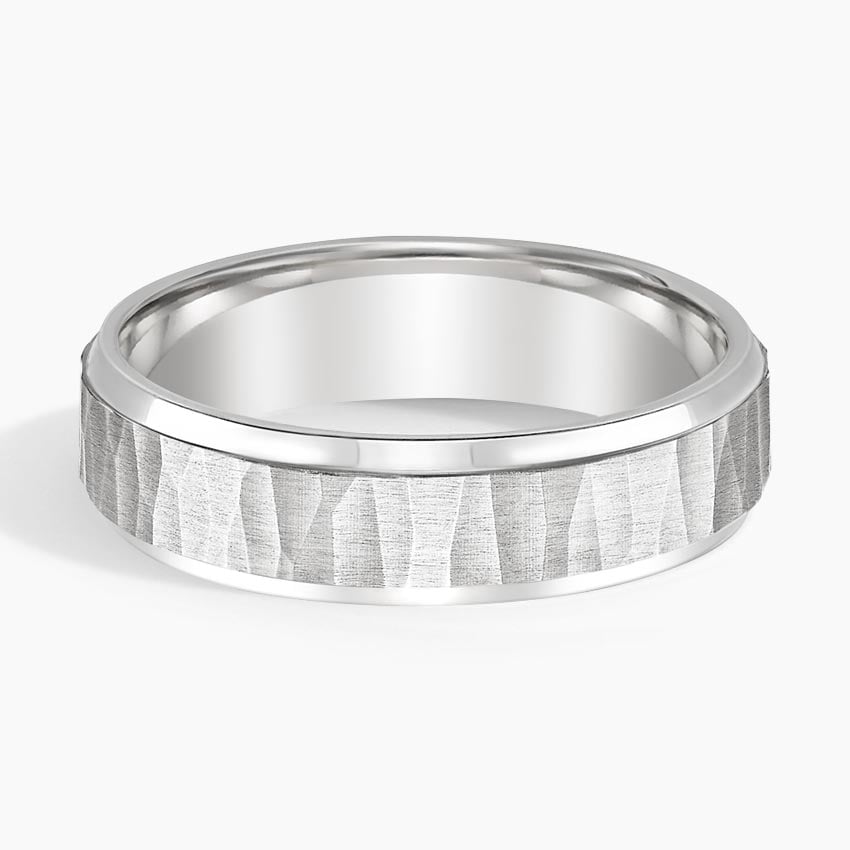 18K White Gold Beveled Edge Aspen 5.5mm Wedding Ring, top view