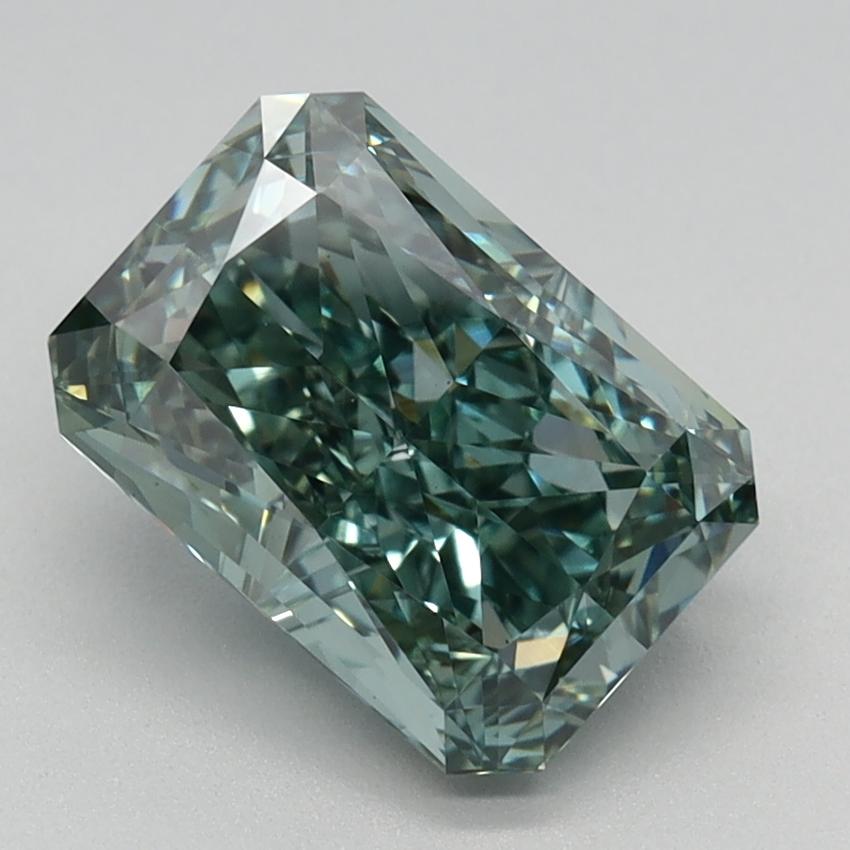 2.11 Ct. Fancy Vivid Bluish Green Radiant Lab Grown Diamond
