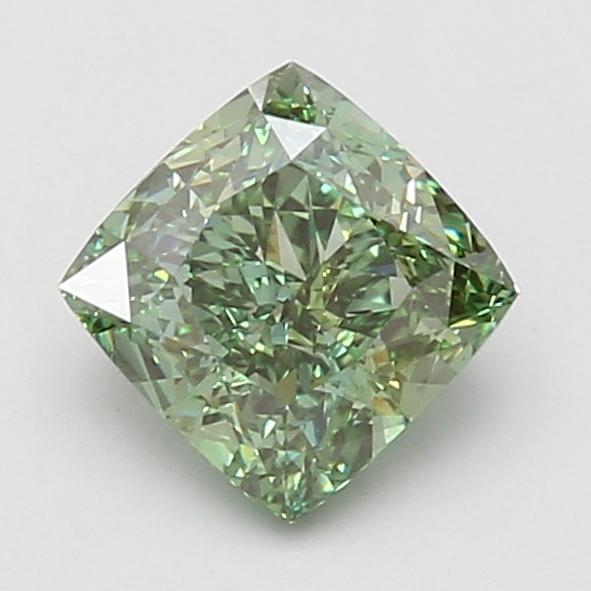 1.50 Ct. Fancy Vivid Green Cushion Lab Grown Diamond