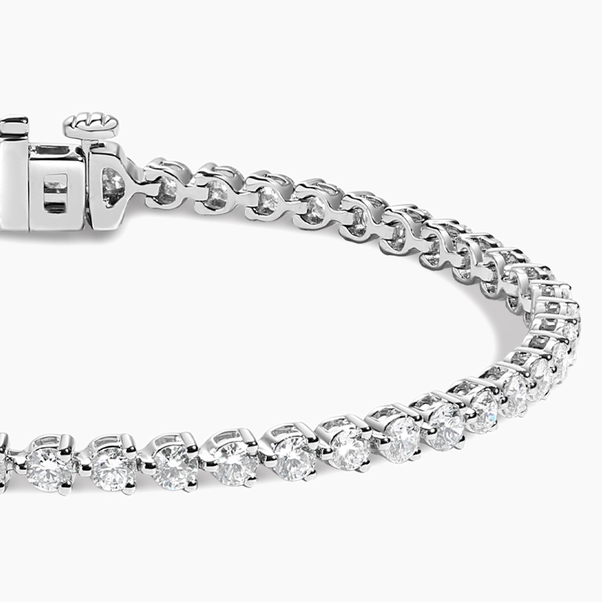 K White Gold Three Prong Lab Created Diamond Tennis Bracelet Three