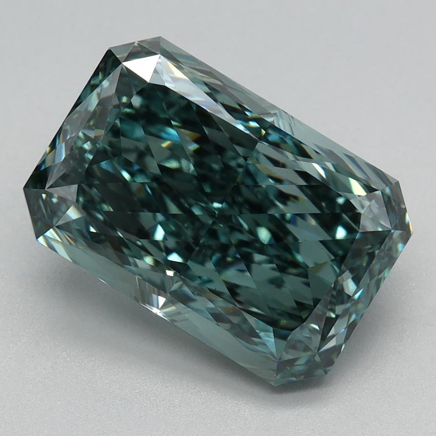 3.53 Ct. Fancy Vivid Green Radiant Lab Grown Diamond