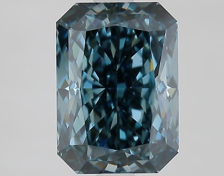 2.41 Ct. Fancy Vivid Greenish Blue Radiant Lab Grown Diamond