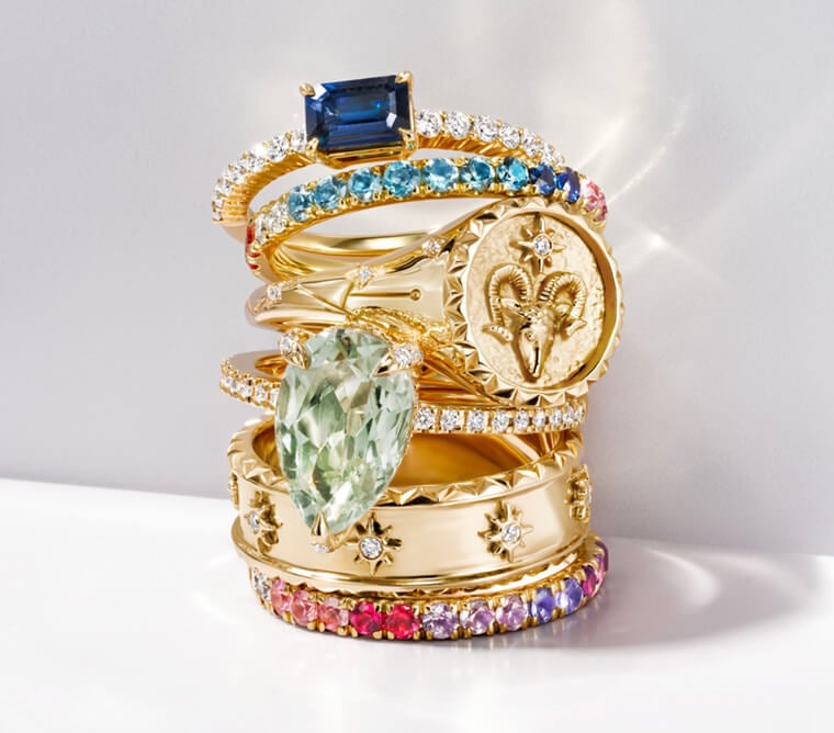 Assortment of diamond and gemstone fashion rings