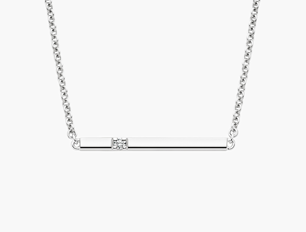 Silver Diamond Bar Necklace