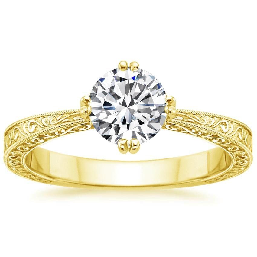 18K Yellow Gold True Heart Ring, top view