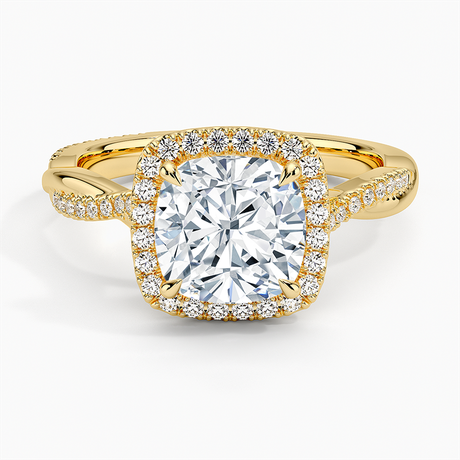 18K Yellow Gold Petite Twisted Vine Halo Diamond Ring (1/4 ct. tw.)