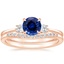 14K Rose Gold Selene Diamond Ring with Petite Curved Diamond Ring