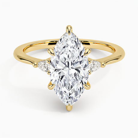 Pear Side Stone Engagement Ring - Aria Three Stone Diamond Ring