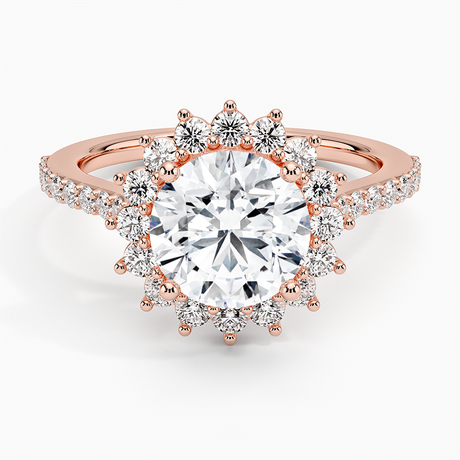 14K Rose Gold Luxe Sunburst Halo Diamond Ring (1/2 ct. tw.)