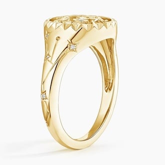 Pisces Zodiac Diamond Signet Ring