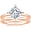 14K Rose Gold North Star Ring with Petite Comfort Fit Wedding Ring
