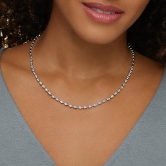 Emerald Cut Lab Diamond Tennis Necklace - Brilliant Earth