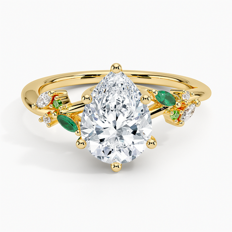 Arden Diamond Ring with Lab Emerald Accents - Brilliant Earth