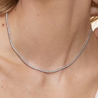 Half Coverage Diamond Tennis Necklace