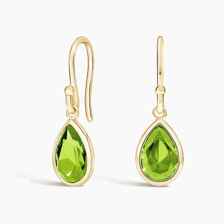 Bezel Set Peridot Drop Earrings