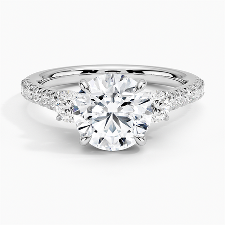 Pavé Three Stone Diamond Ring