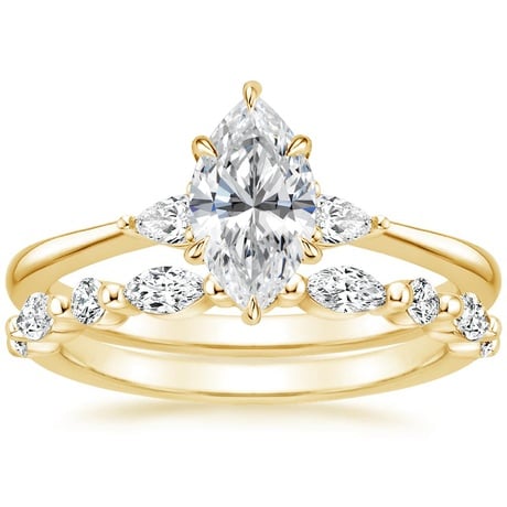 18K Yellow Gold Aria Diamond Ring (1/10 ct. tw.) with Versailles Diamond Ring (3/8 ct. tw.)