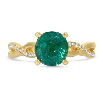 Custom Twisted Diamond and Emerald Ring