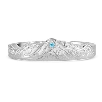 Custom Mount Pilatus Wedding Ring with Aquamarine Accent