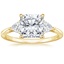 18K Yellow Gold Luxe Trillion Cut Three Stone Diamond Ring, smalltop view