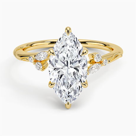 Camellia Milgrain Engagement Ring - Floral Diamond Ring