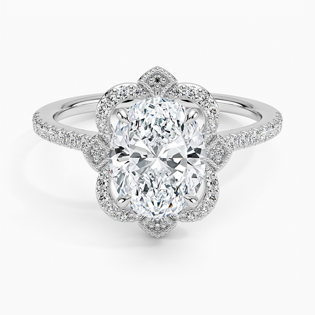 18K White Gold Reina Halo Diamond Ring