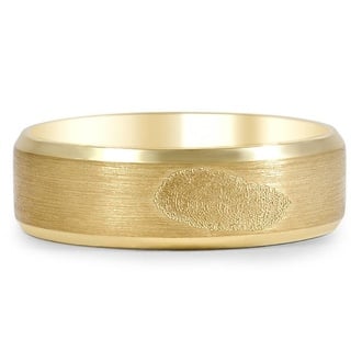 Custom Beveled Edge Matte Wedding Ring with Fingerprint Engraving